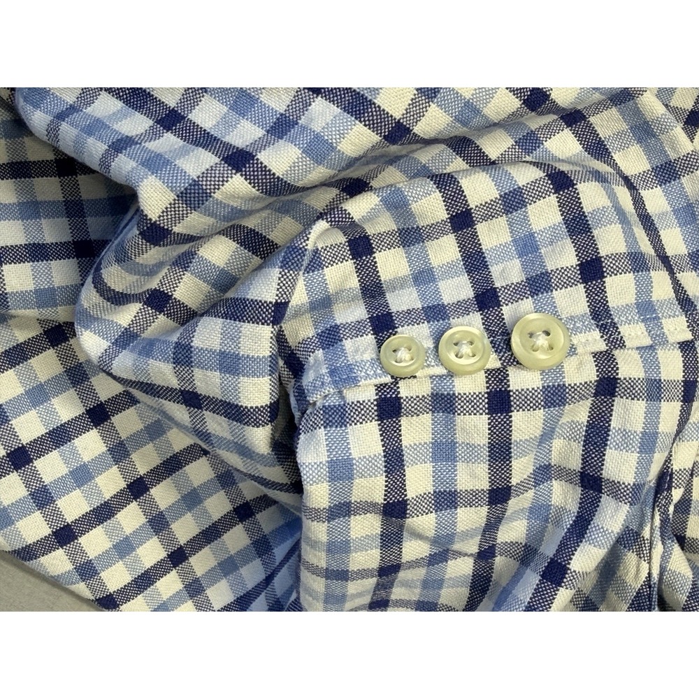Ralph Lauren Gingham Long Sleeve Shirt Light Blue Plaid Mens Large - Picture 4 of 12